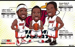 Miami Heat on Miami Heat Big 3 Drawn Widescreen